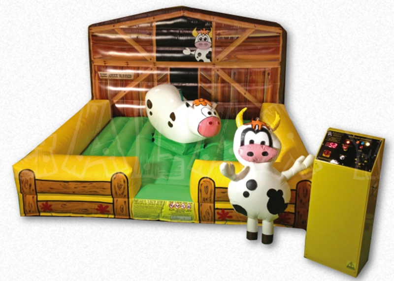 Angus McRodeo kids mechanical bull, mechanical ride rental and attraction rental with soft inflatable corral